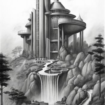 「Castle on the Hills…」というタイトルのデジタルアーツ Nicolas Chammatによって, オリジナルのアートワーク, AI生成画像