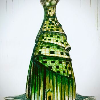 Dibujo titulada "Indigo Building" por Nicolas Chammat, Obra de arte original, Lápiz