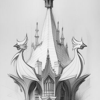 Digital Arts titled "Swan Building - Dig…" by Nicolas Chammat, Original Artwork, AI generated image