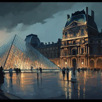 Arts numériques intitulée "Louvre Museum" par Nicolas Chammat, Œuvre d'art originale, Image générée par l'IA
