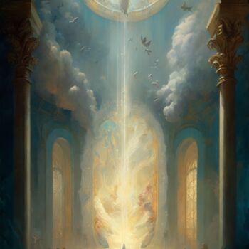 Arts numériques intitulée "Light from Heaven" par Nicolas Chammat, Œuvre d'art originale, Image générée par l'IA