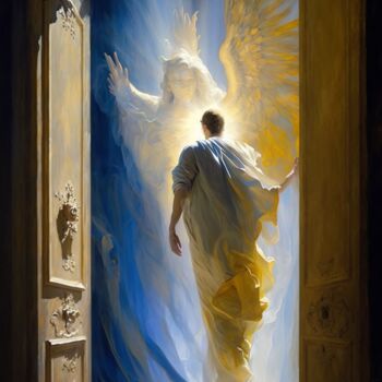 Arte digitale intitolato "Door to Heaven" da Nicolas Chammat, Opera d'arte originale, Immagine generata dall'IA