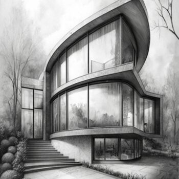Arte digital titulada "Fielbrook Residence" por Nicolas Chammat, Obra de arte original, Imagen generada por IA