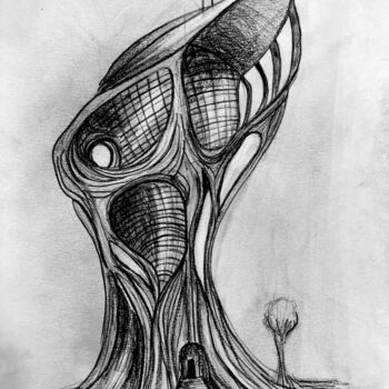 Drawing titled "Tree Medical Center" by Nicolas Chammat, Original Artwork, Pencil