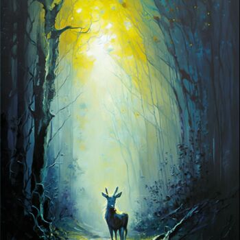 Digital Arts titled "The Deer" by Nicolas Chammat, Original Artwork, AI generated image