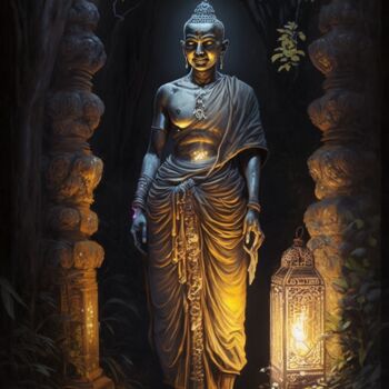 "Gautama Buddha" başlıklı Dijital Sanat Nicolas Chammat tarafından, Orijinal sanat, AI tarafından oluşturulan görüntü