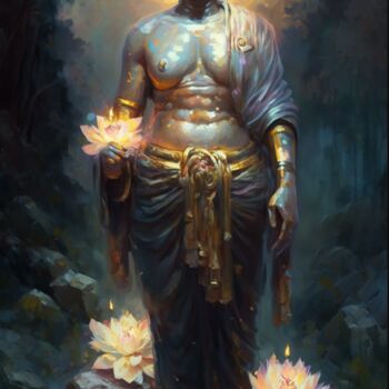 Digital Arts titled "Bodhisattva" by Nicolas Chammat, Original Artwork, AI generated image