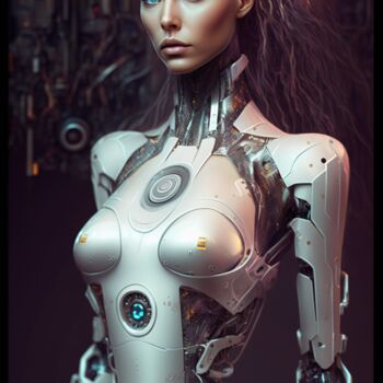 Arts numériques intitulée "Mechanized Barbie" par Nicolas Chammat, Œuvre d'art originale, Image générée par l'IA