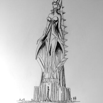 Σχέδιο με τίτλο "Aquarius Tower" από Nicolas Chammat, Αυθεντικά έργα τέχνης, Μαρκαδόρος