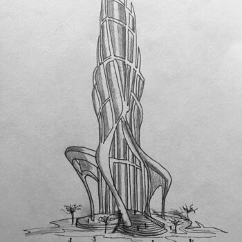 제목이 "Gerty Building"인 그림 Nicolas Chammat로, 원작, 연필