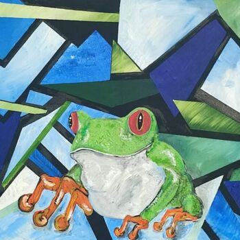 Schilderij getiteld "Froggy" door Nicolas Cornu, Origineel Kunstwerk, Acryl