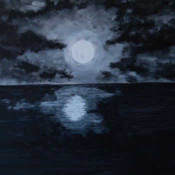 「Light of the moon」というタイトルの絵画 Nicolas Daubresseによって, オリジナルのアートワーク, アクリル ウッドストレッチャーフレームにマウント
