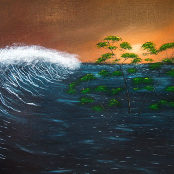 Painting titled "Waves of change" by Nicolas Daubresse, Original Artwork, Acrylic Mounted on Wood Stretcher frame