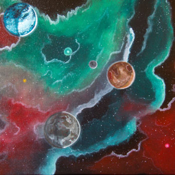 Painting titled "Oniric space" by Nicolas Daubresse, Original Artwork, Acrylic Mounted on Wood Stretcher frame
