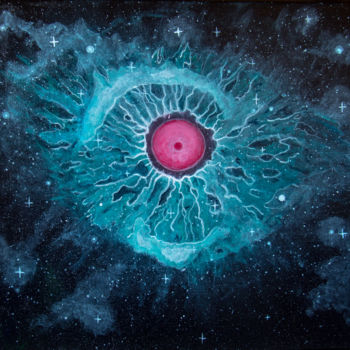 Malerei mit dem Titel "The Eye of God" von Nicolas Daubresse, Original-Kunstwerk, Acryl Auf Keilrahmen aus Holz montiert