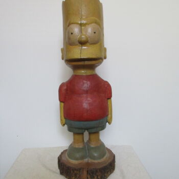 Skulptur mit dem Titel "Bart" von Nico, Original-Kunstwerk, Holz