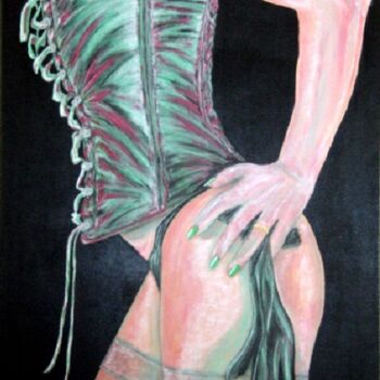Painting titled "Mademoiselle A un s…" by Nico, Original Artwork, Acrylic