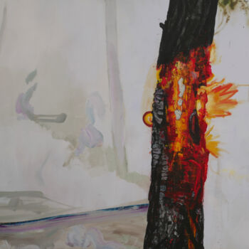 제목이 "arbre calciné"인 미술작품 Nicolas Gey로, 원작, 아크릴 나무 들것 프레임에 장착됨