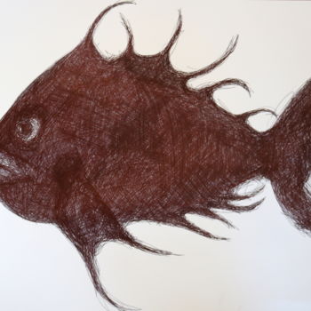 "BIC FISH" başlıklı Resim Nicolas Guillemard tarafından, Orijinal sanat, Tükenmez kalem