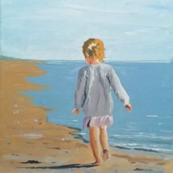 Painting titled "Enfant sur la plage" by Nicolas Maillet, Original Artwork, Acrylic