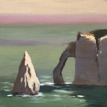 Painting titled "Etretat" by Nicolas Maillet, Original Artwork, Acrylic Mounted on Wood Stretcher frame