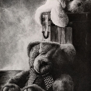 Drawing titled "Nounours" by Nicolas Maire, Original Artwork, Charcoal