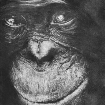 Drawing titled "Singe #1" by Nicolas Maire, Original Artwork, Charcoal