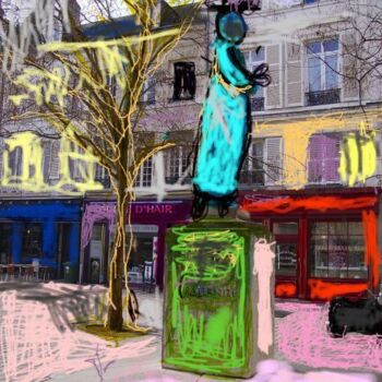 Painting titled "statue prés de la c…" by Nicolas Malaize (Nicou), Original Artwork