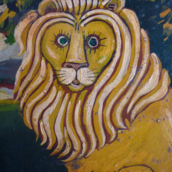 Collagen mit dem Titel "LE LION ." von Nicolas Malaize (Nicou), Original-Kunstwerk