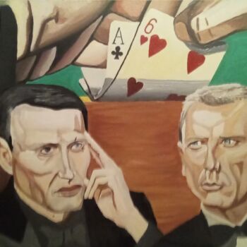 Painting titled "James Bond Casino R…" by Nicolas Martin, Original Artwork, Oil Mounted on Wood Stretcher frame