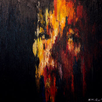 Painting titled "Silence du Corps" by Nicolas Marvel, Original Artwork, Oil Mounted on Wood Stretcher frame