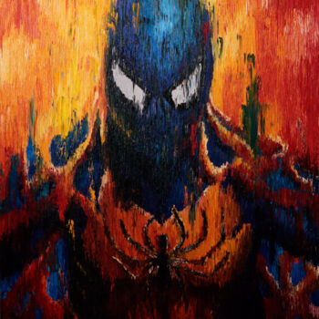 Картина под названием "spyderman" - Nicolas Marvel, Подлинное произведение искусства, Масло Установлен на Деревянная рама дл…