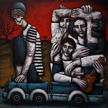 Painting titled "TRANSPORT DE MARCHA…" by Nicolas Monjo, Original Artwork, Acrylic