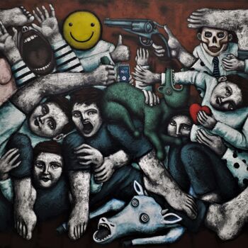 Картина под названием "DISTANCIATIONS RELA…" - Nicolas Monjo, Подлинное произведение искусства, Акрил Установлен на Деревянн…