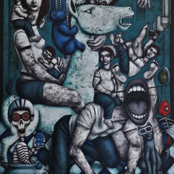 Картина под названием "Les conquérants" - Nicolas Monjo, Подлинное произведение искусства, Акрил Установлен на Деревянная ра…