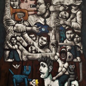 Painting titled "PRISES DE GUERRE" by Nicolas Monjo, Original Artwork, Acrylic Mounted on Wood Stretcher frame