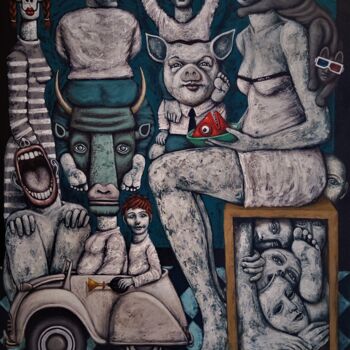 Painting titled "MASCARADE(GALERIE B…" by Nicolas Monjo, Original Artwork, Acrylic Mounted on Wood Stretcher frame