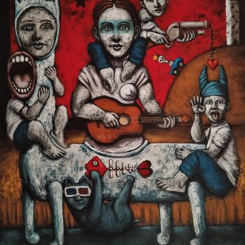 Painting titled "CARTEL" by Nicolas Monjo, Original Artwork, Acrylic Mounted on Wood Stretcher frame
