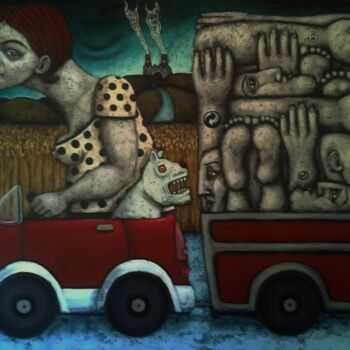 Painting titled "TRANSPORT E MARCHAN…" by Nicolas Monjo, Original Artwork