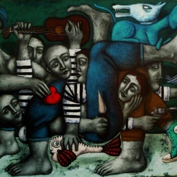 Painting titled "reseau-social-" by Nicolas Monjo, Original Artwork