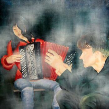 Peinture intitulée "L'accordéon" par Nicolas Péché, Œuvre d'art originale