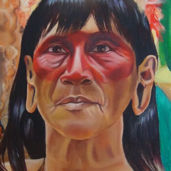 Malerei mit dem Titel "Huaorani" von Nicolas Péché, Original-Kunstwerk, Öl