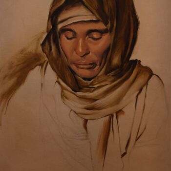 Painting titled "Dusty glance" by Nicolas Planson, Original Artwork, Oil Mounted on Wood Stretcher frame
