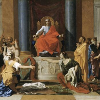 Painting titled "Le Jugement de Salo…" by Nicolas Poussin, Original Artwork, Oil