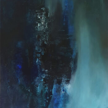 Painting titled "DEEP BLUE" by Nicolas Ruelle, Original Artwork, Acrylic Mounted on Wood Stretcher frame