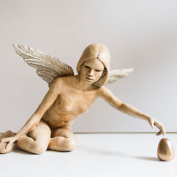 Sculpture titled "Ange" by Nicolas Sevin, Original Artwork, Bronze