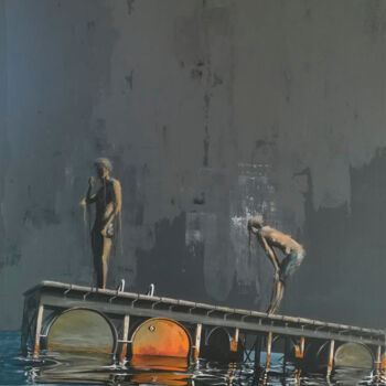 Peinture intitulée "La plateforme" par Nicolas Sorel, Œuvre d'art originale, Acrylique