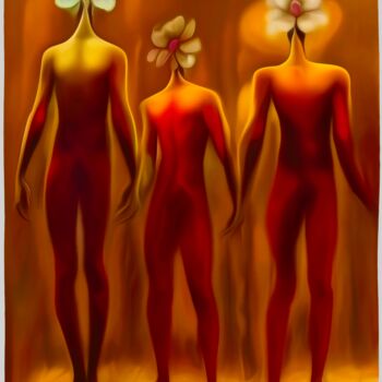 Картина под названием "Three Muses (Hope -…" - Nicolas Von Jahn-Burian, Подлинное произведение искусства, Масло