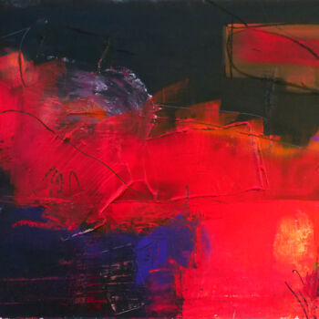 Painting titled "Composition rouge-n…" by Nicolas Wallyn, Original Artwork, Acrylic