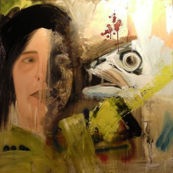 Peinture intitulée "Eau, femme, poisson" par Nicolas Boudin, Œuvre d'art originale